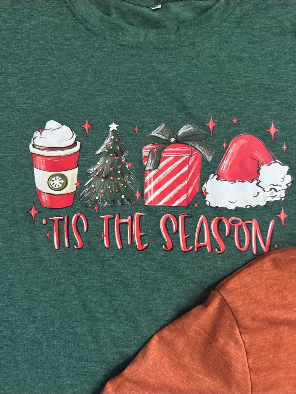 Womens Pair of Holiday Tees-- 'Gobble' Orange Graphic Tee/XMAS Green Graphic Tee - Picture 5 of 10